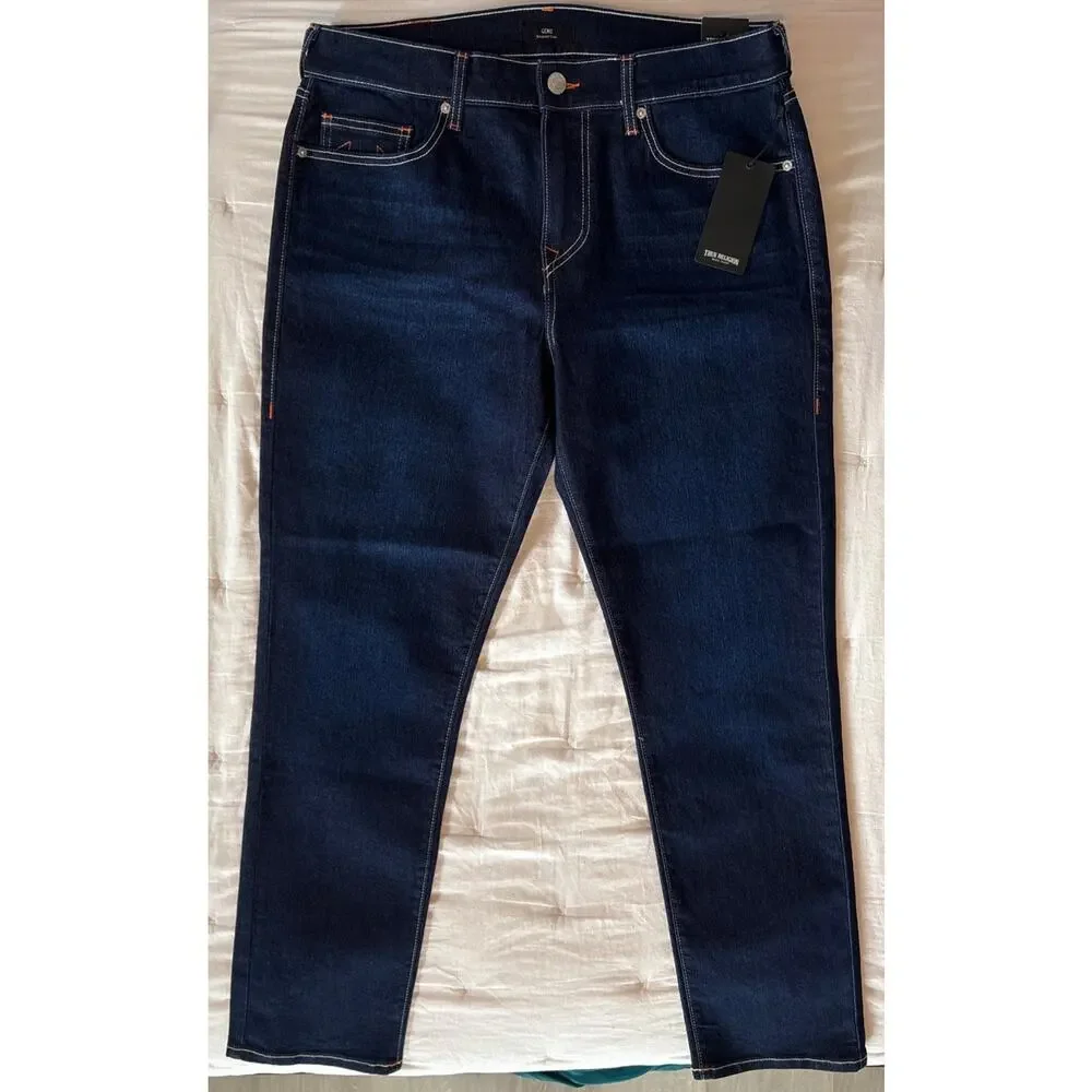 NWT True Religion Geno SN Slim Jeans 34x32 Dark Migration Wash Denim 5 Pocket